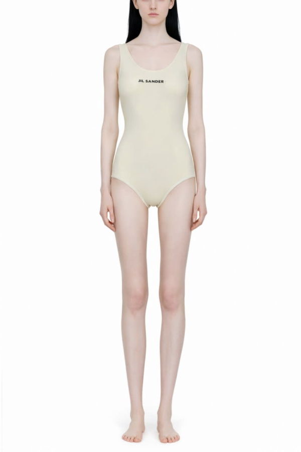 Jil Sander One Piece Swimsuit With Logo Swimsuit - White