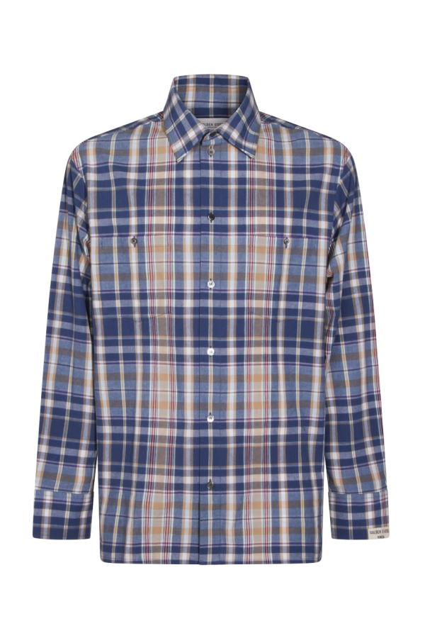 Golden Goose Beige And Blue Cotton Shirt - New Wheat/Indigo Blue/Old Red