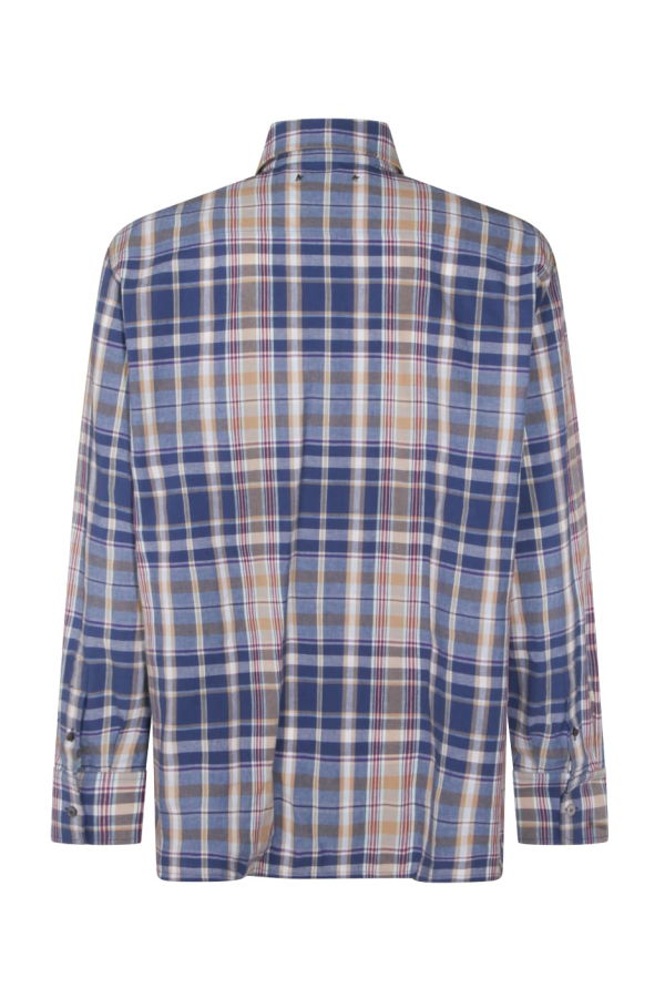 Golden Goose Beige And Blue Cotton Shirt - New Wheat/Indigo Blue/Old Red