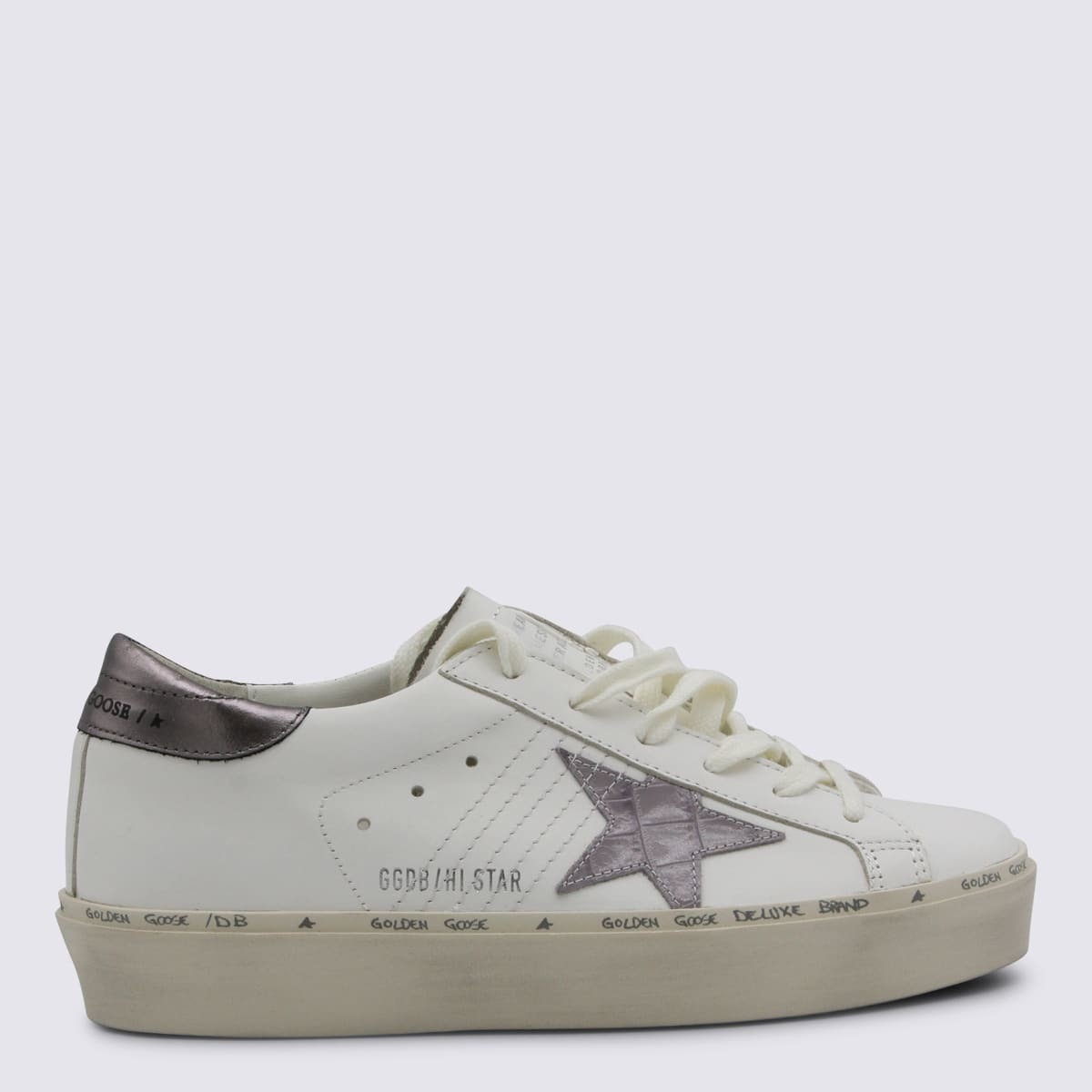 Golden Goose Leather Sneakers - White/Grey Lilac - Image 1 of 4