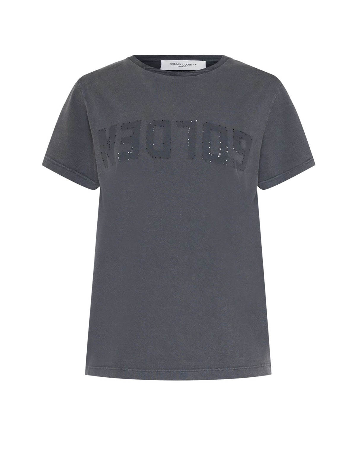 Golden Goose Distressed Cotton T-Shirt - Gray - Image 1 of 3