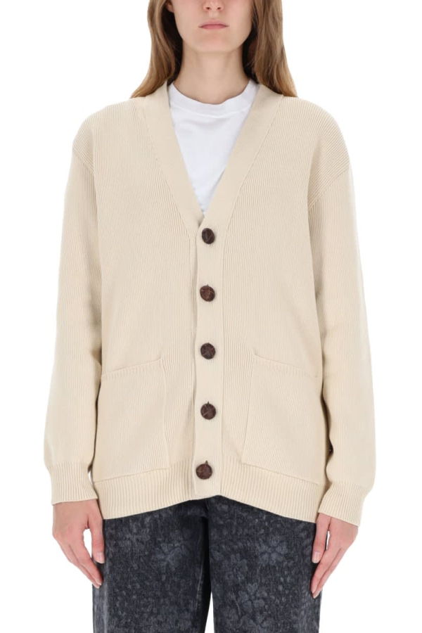 Golden Goose Cardigan With Logo Sweater - Beige