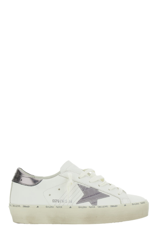 Golden Goose Hi Star Low-Top Sneakers with Star Patch and Logo Heel - White