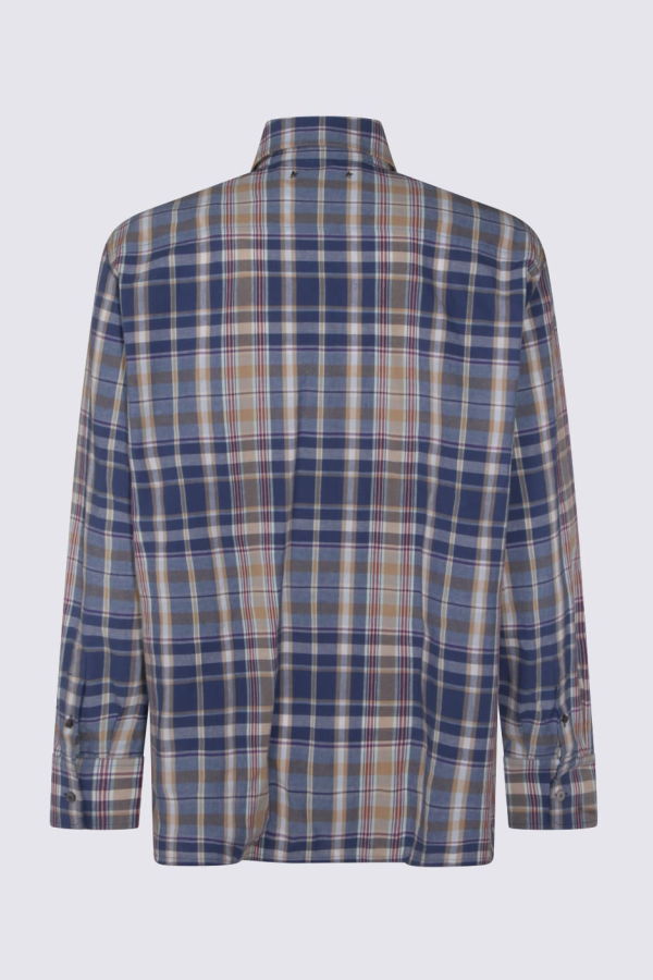 Golden Goose Blue Cotton Shirt - New Wheat/Indigo Blue/Old Red