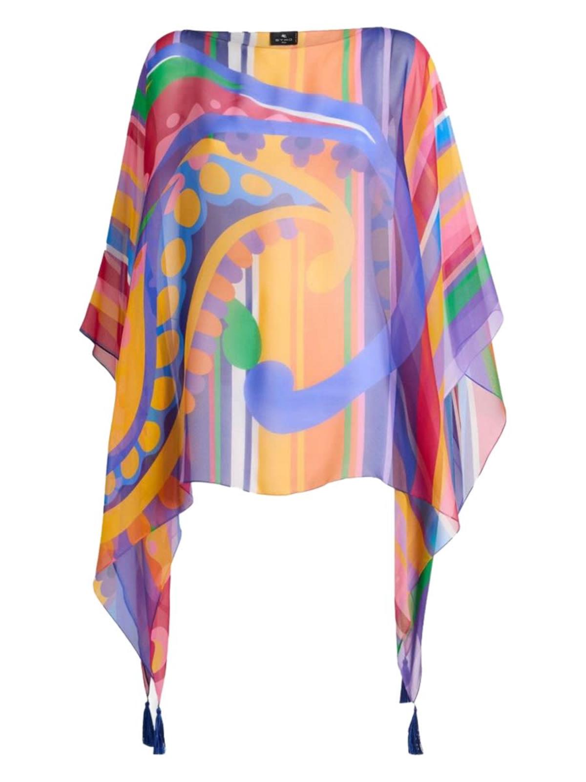 Etro Paisley Print Silk Poncho Top - Multicolour - Image 1 of 2