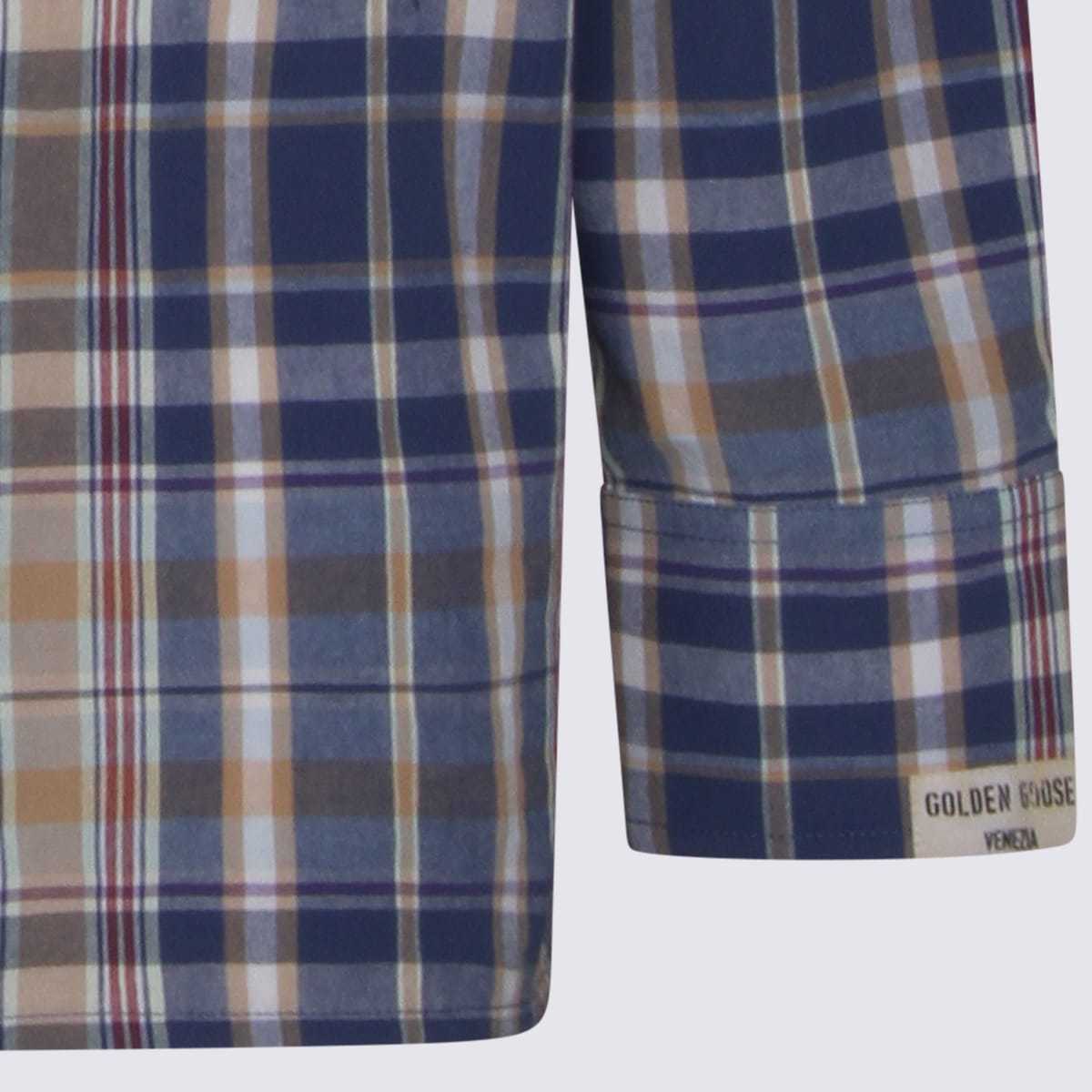 Golden Goose Blue Cotton Shirt - New Wheat/Indigo Blue/Old Red - Image 4 of 4