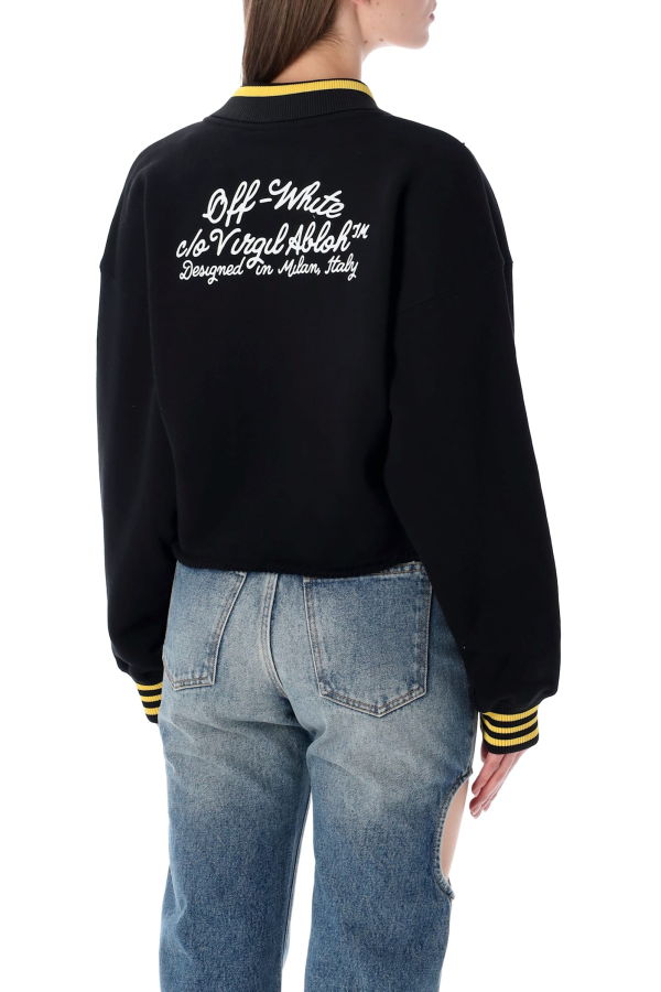 Off-White Cropped Polo Sweatshirt - Black