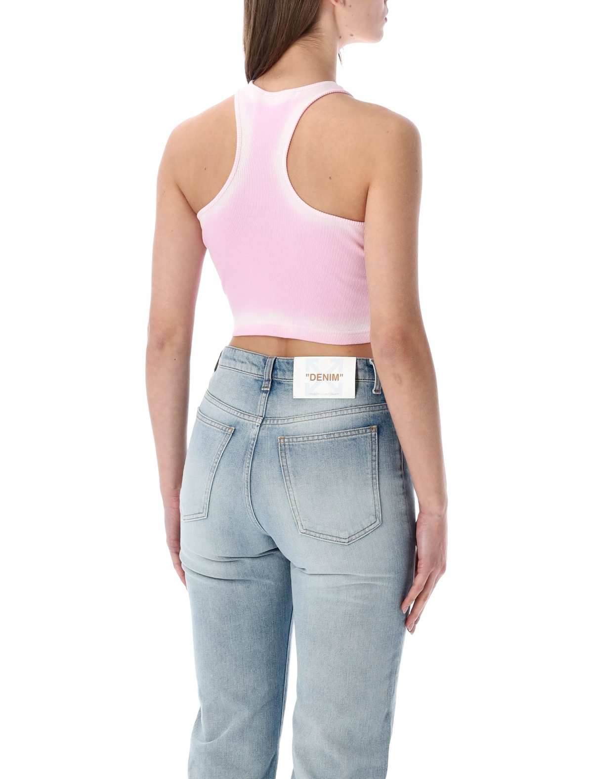 Off-White Spray Off Stamp Rib Crop Top - Pink - Image 2 of 3