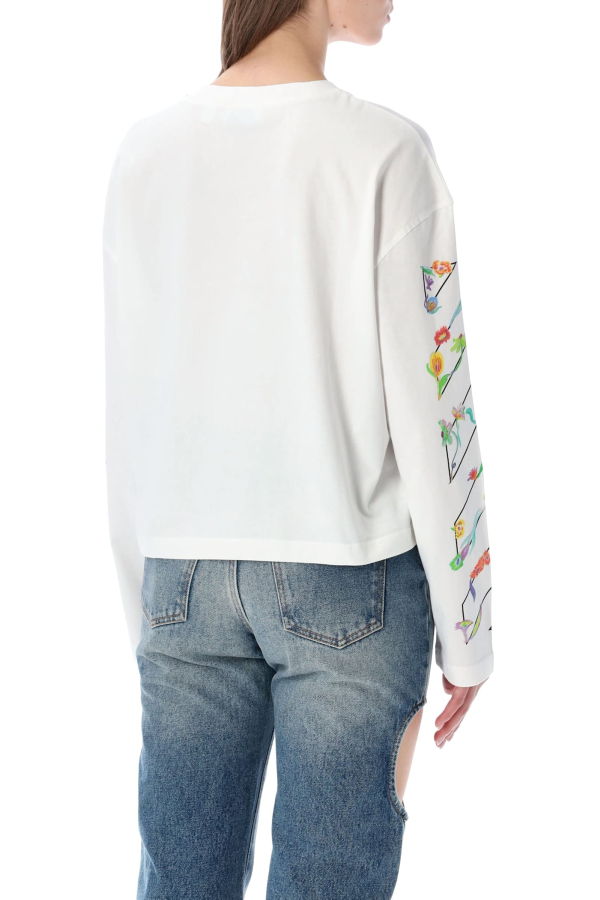 Off-White Flower Long Sleeve T-Shirt - White