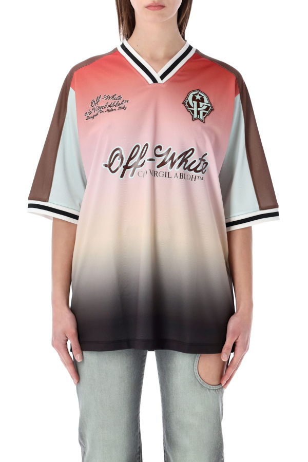 Off-White Gradient Soccer Jersey T-Shirt - Soft Pink