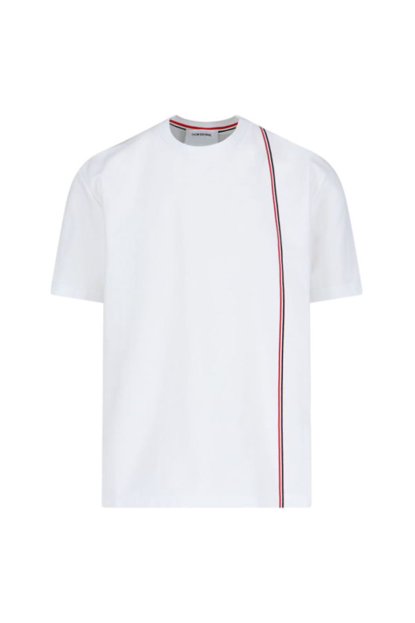 thom browne Tricolor Detail T-Shirt - White