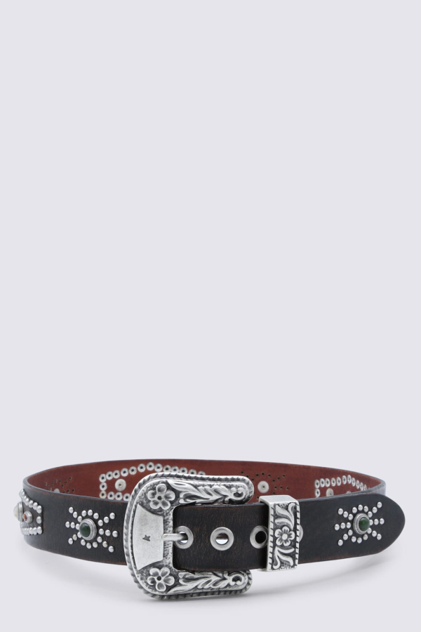 Golden Goose Black Leather Belt - Leather Brown