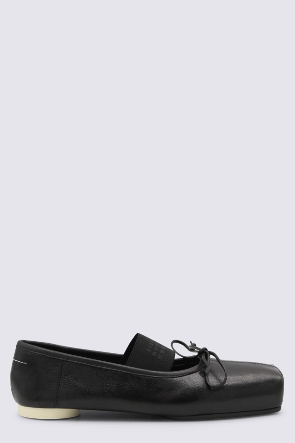 MM6 Maison Margiela Leather Flats - Black