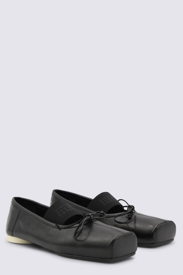 MM6 Maison Margiela Leather Flats - Black