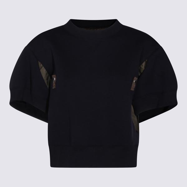 sacai Dark Blue Cotton Sweatshirt - Navy/Khaki sacai Dark Blue Cotton Sweatshirt - Navy/Khaki