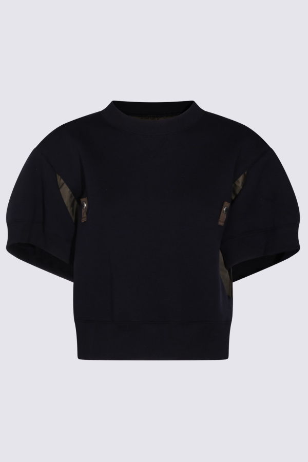 sacai Dark Blue Cotton Sweatshirt - Navy/Khaki