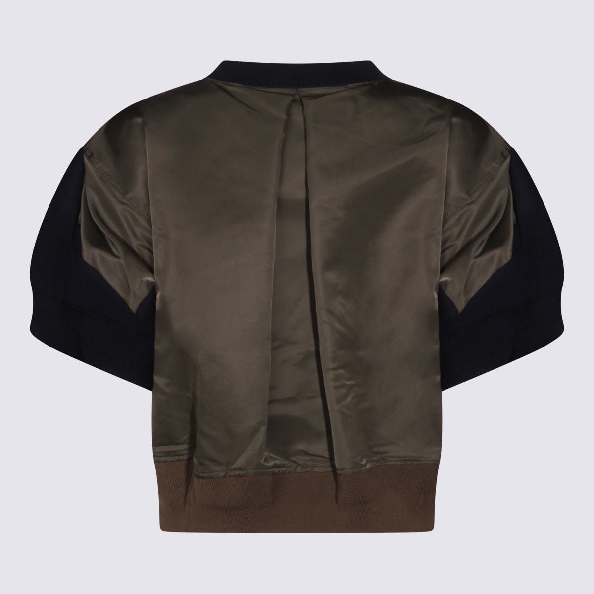 sacai Dark Blue Cotton Sweatshirt - Navy/Khaki - Image 2 of 3