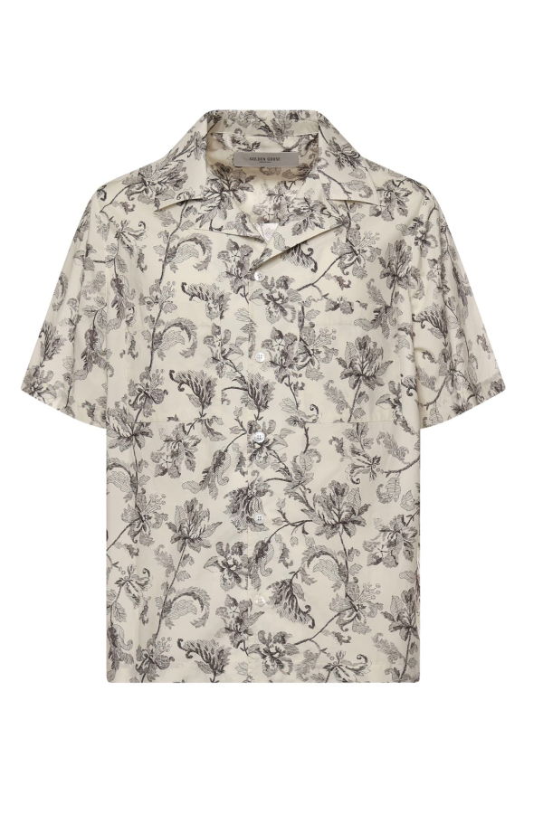 Golden Goose Printed Cotton Bowling Shirt - Dusty White / Black