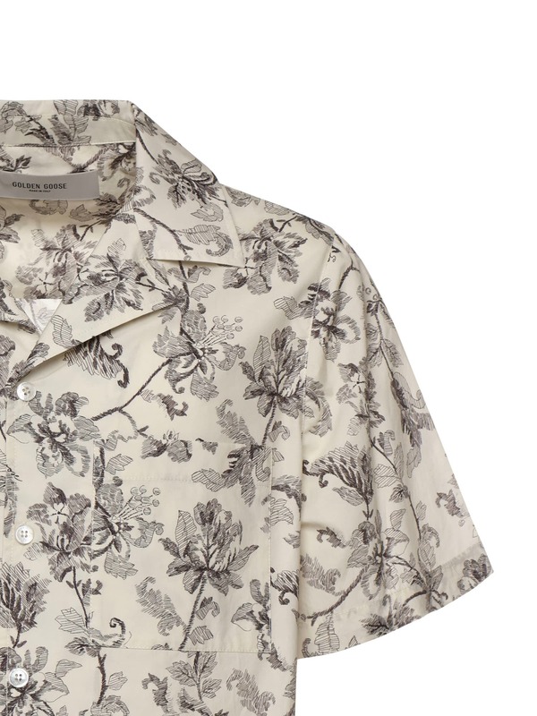 Golden Goose Printed Cotton Bowling Shirt - Dusty White / Black