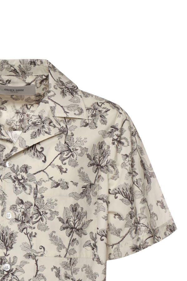 Golden Goose Printed Cotton Bowling Shirt - Dusty White / Black