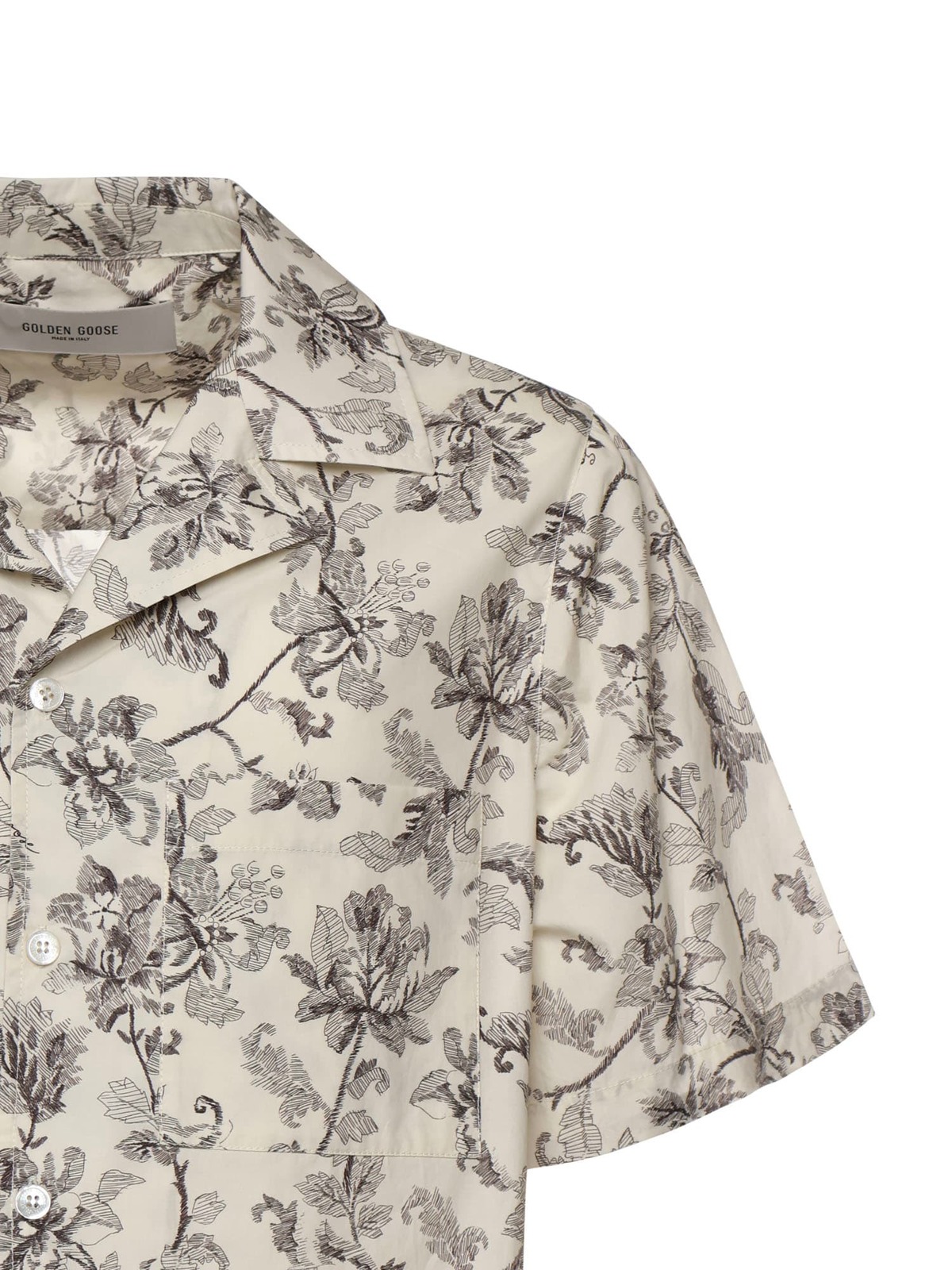 Golden Goose Printed Cotton Bowling Shirt - Dusty White / Black - Image 2 of 3