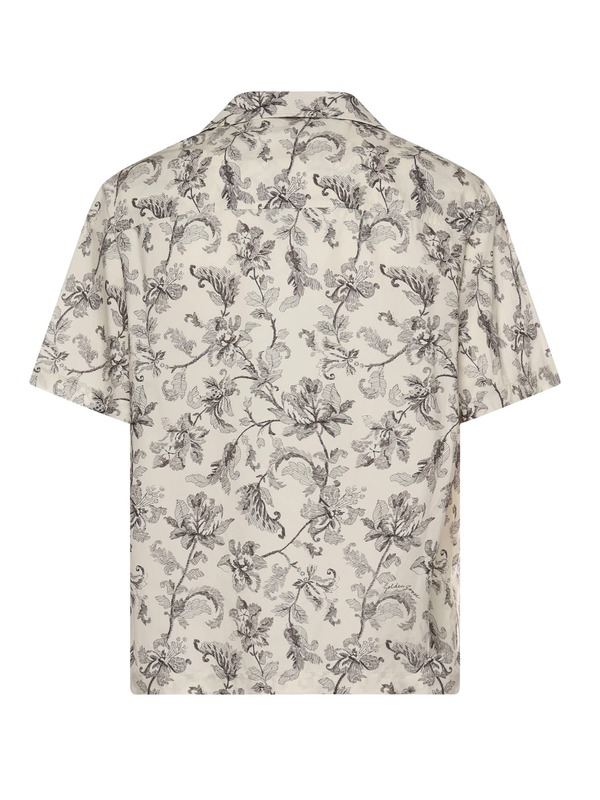 Golden Goose Printed Cotton Bowling Shirt - Dusty White / Black