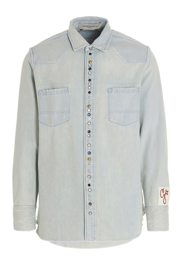 Golden Goose Bleached Denim Shirt - Blue