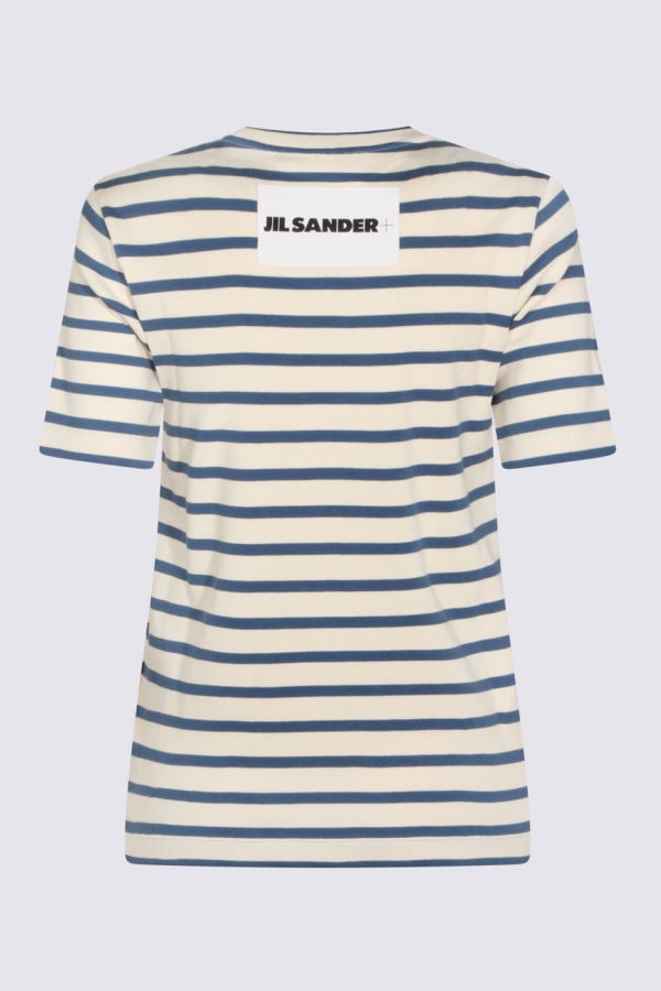 Jil Sander White And Blue Cotton T-Shirt - Cornsilk