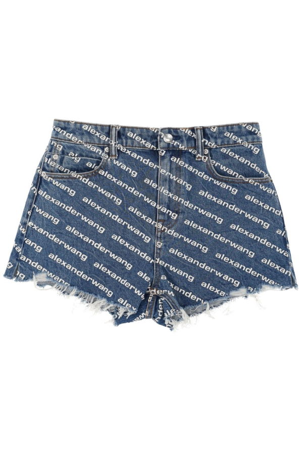 ALEXANDER WANG Shorts With All Over Logo Shorts - Denim