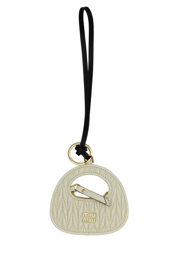 MIU MIU Ivory Leather Keyring - BIANCO