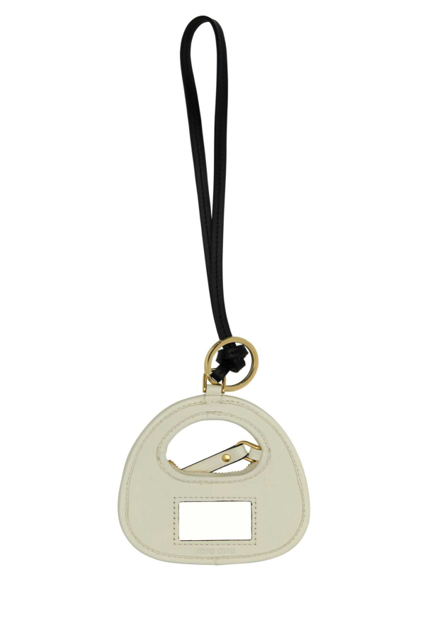 MIU MIU Ivory Leather Keyring - BIANCO