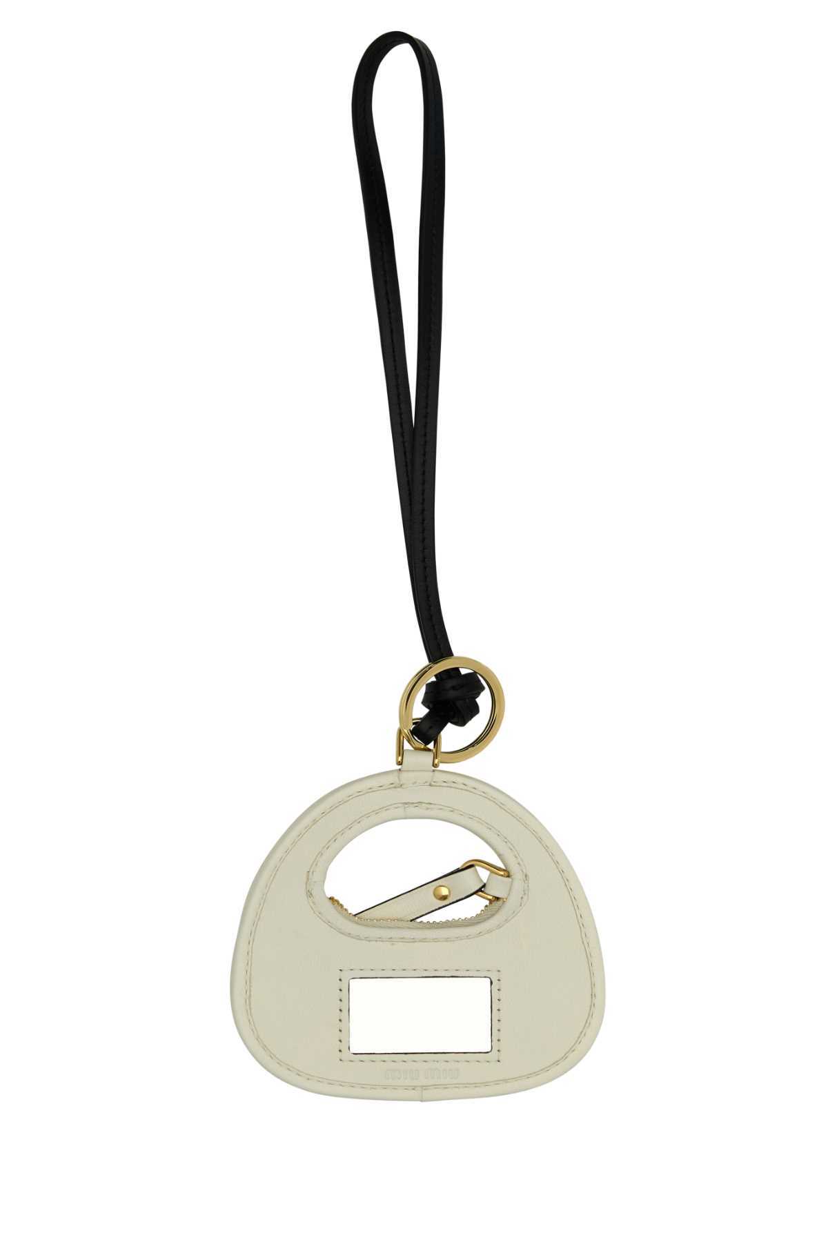 MIU MIU Ivory Leather Keyring - BIANCO - Image 2 of 2