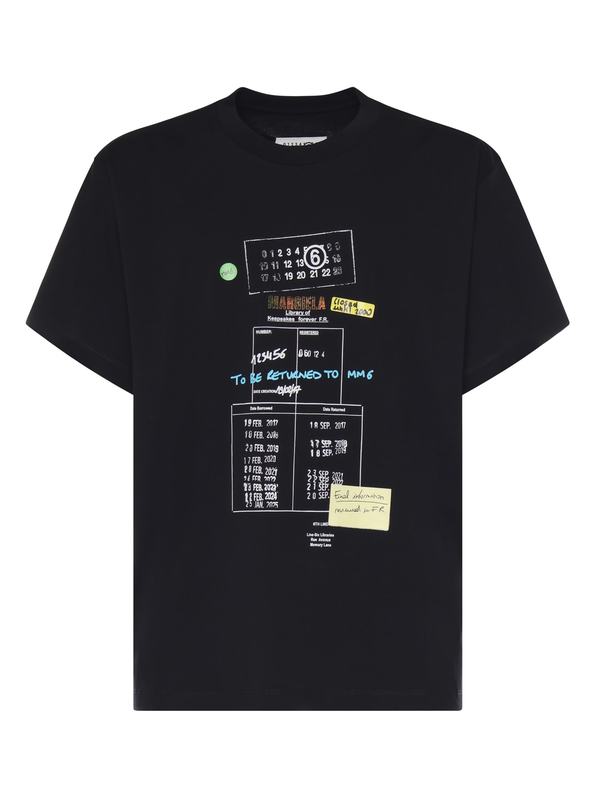 MM6 Maison Margiela Printed Cotton Tee - Black MM6 Maison Margiela Printed Cotton Tee - Black