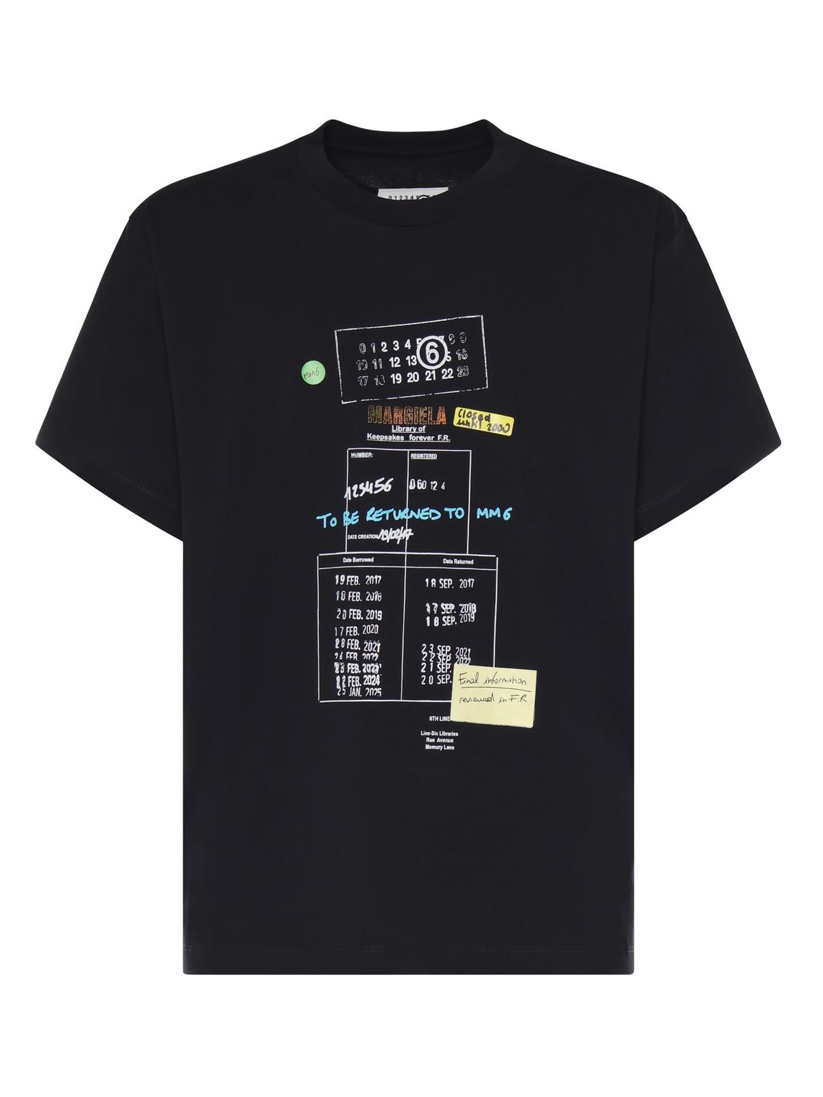 MM6 Maison Margiela Printed Cotton Tee - Black - Image 1 of 3
