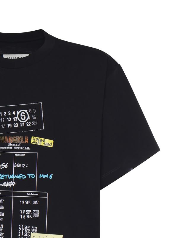 MM6 Maison Margiela Printed Cotton Tee - Black