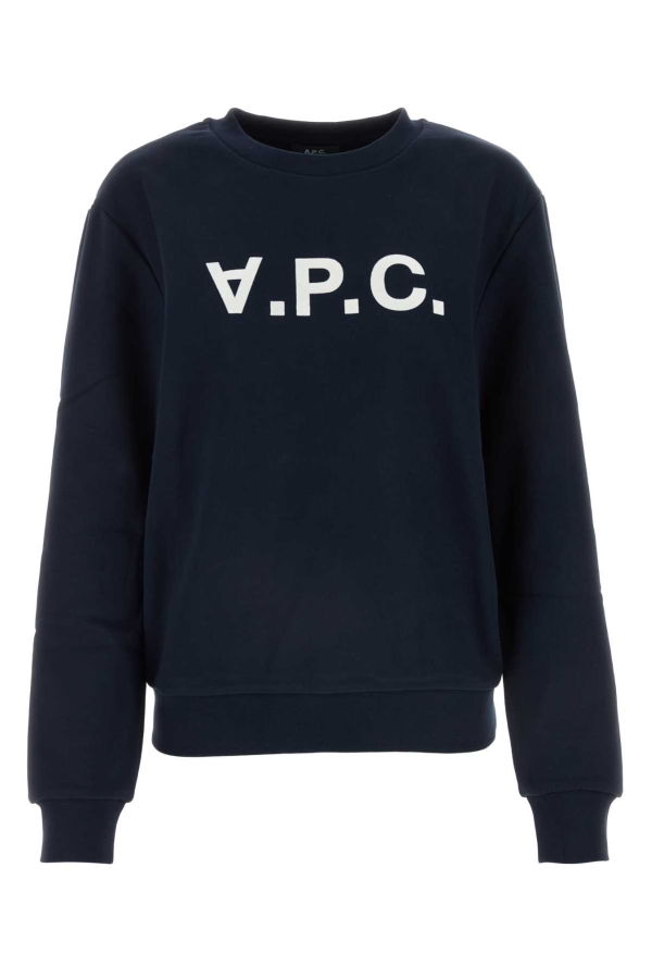 A.P.C. Midnight Blue Cotton Sweatshirt - Dark Navy/Ecru