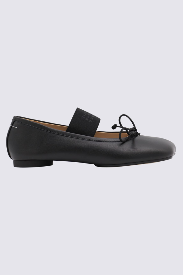 MM6 Maison Margiela Black Leather Flats