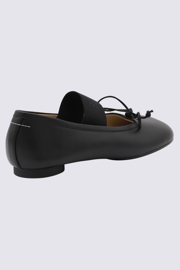 MM6 Maison Margiela Black Leather Flats