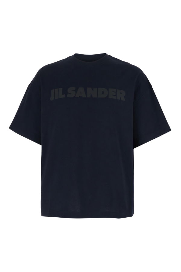 Jil Sander Crewneck Cotton T-Shirt With Logo Lettering - Blue