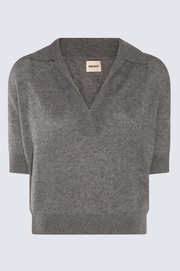khaite Cashmere Knitwear Polo Shirt - Warm Grey
