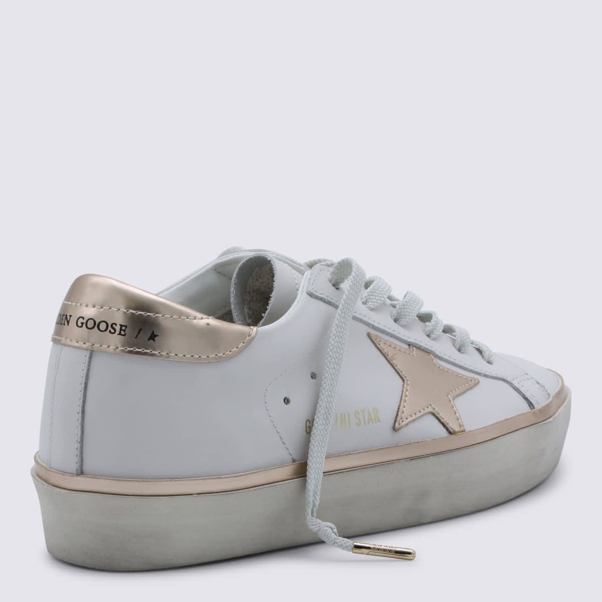 Golden Goose Hi-Star Sneakers - White/Taupe - Image 3 of 4
