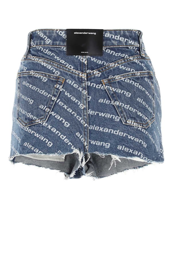 ALEXANDER WANG Printed Denim Shorts - DEEPBLUEWHITE