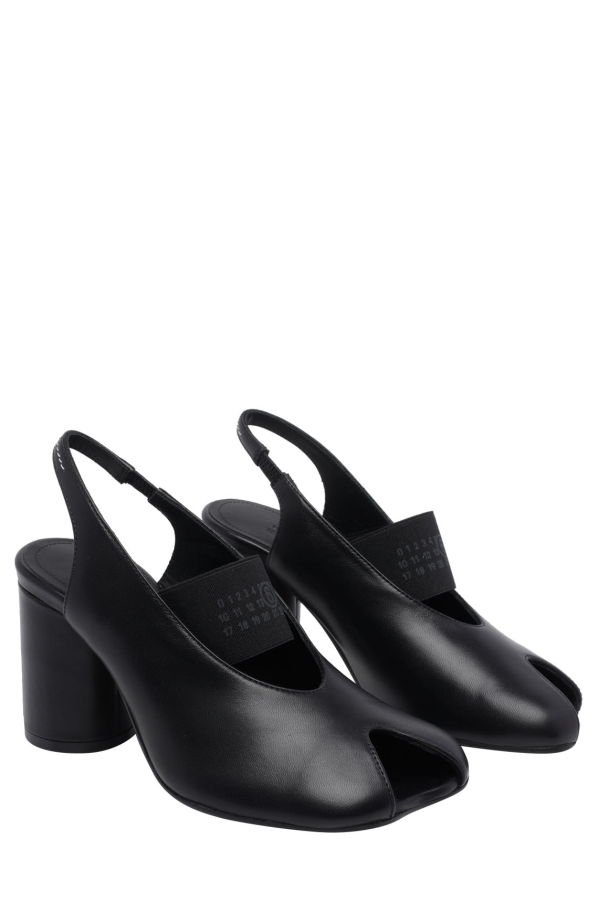 MM6 Maison Margiela Anatomic Numeric Slingback Heels - Black