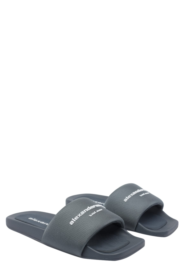 ALEXANDER WANG Logo Slide Sandals - Gray