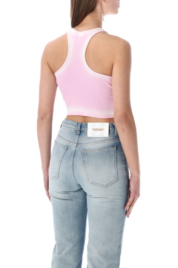 Off-White Spray Off Stamp Rib Crop Top - Pink