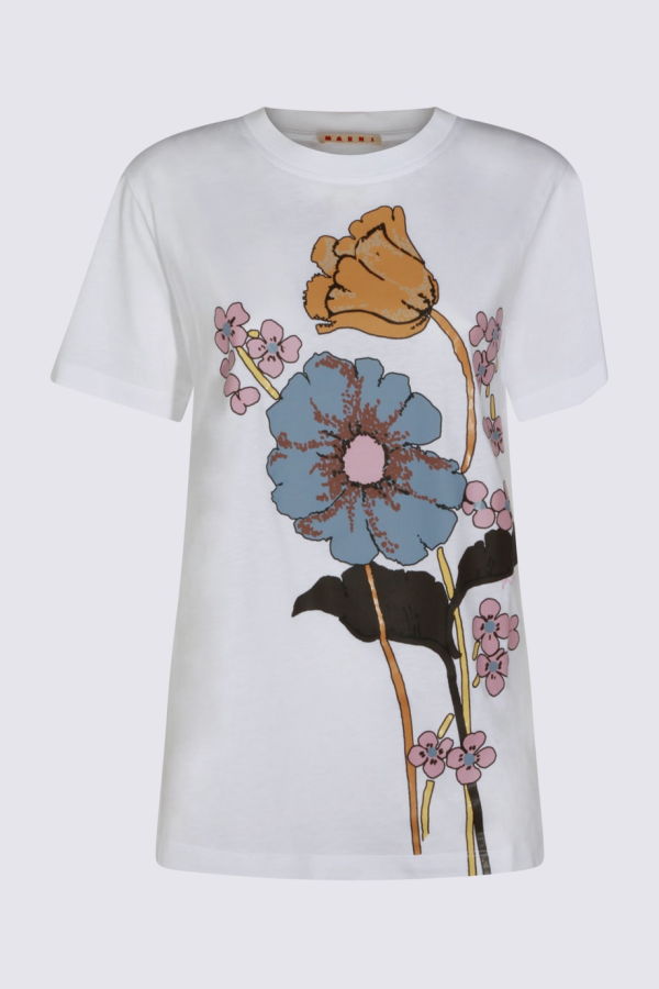 Marni Lily White Cotton T-Shirt - Lily White