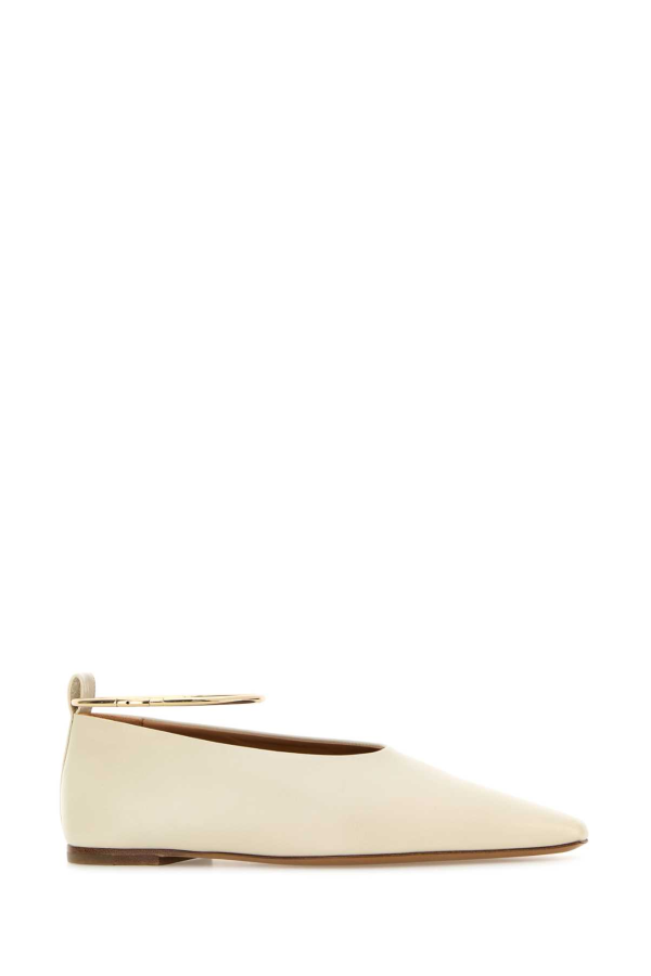 Jil Sander Ivory Leather Ballerinas - Bone