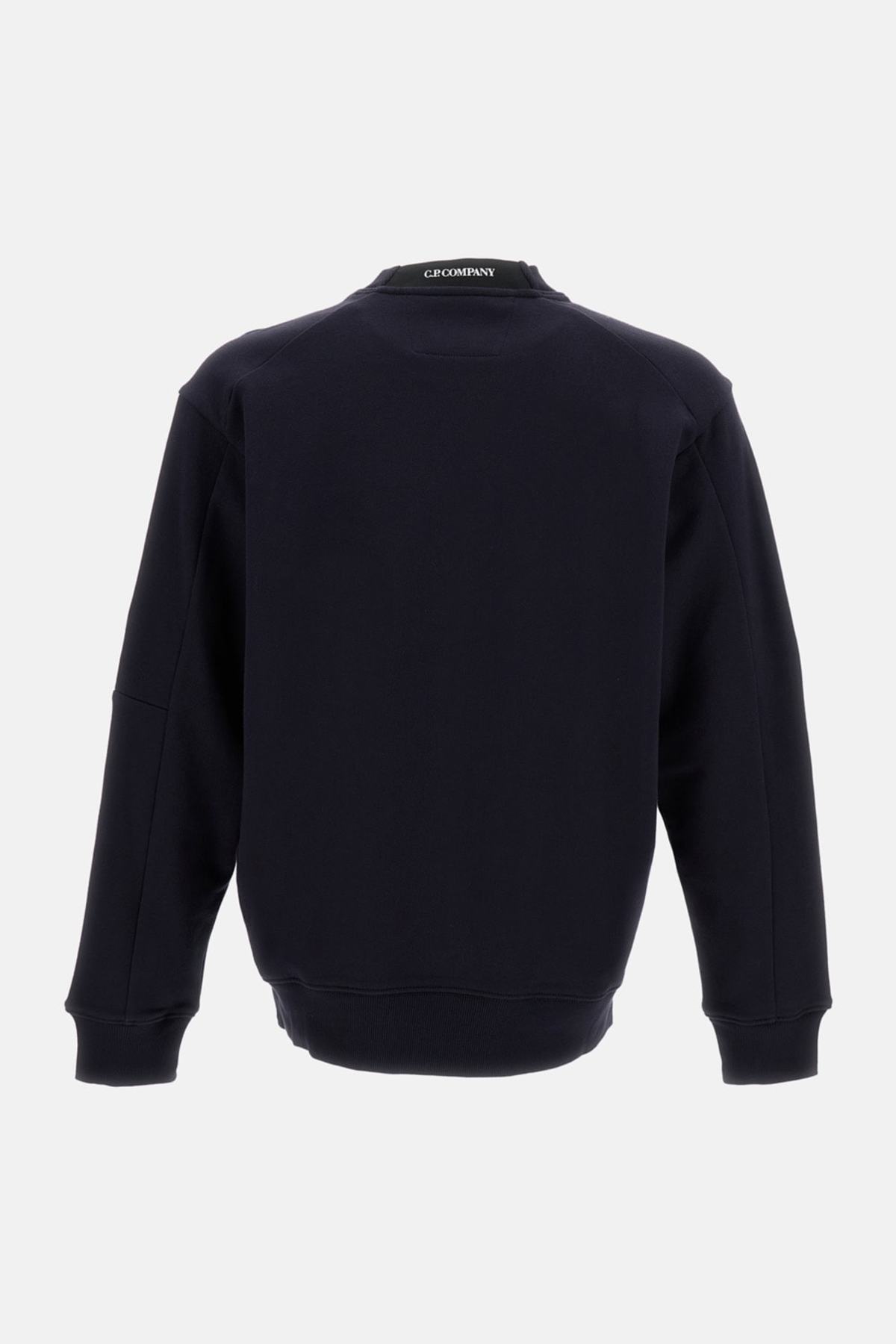 C.P. Company Diagonal Raised Fleece Crewneck Lens Sweatshirt - Blue - Image 2 of 3