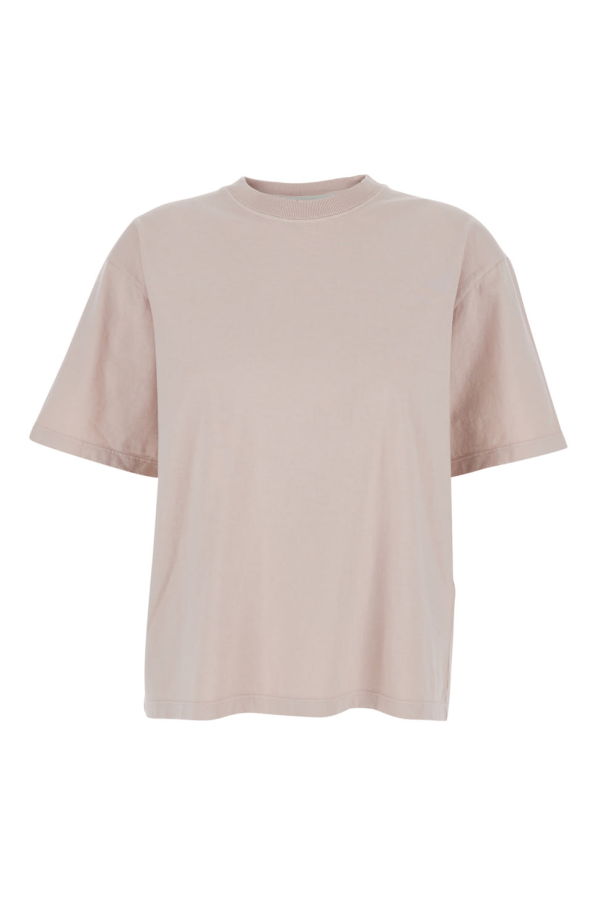 Golden Goose Crew Neck Maxi Logo Back Cotton Tee - Pink