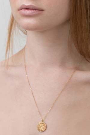Wolf Circus Rose Coin Necklace - Gold 